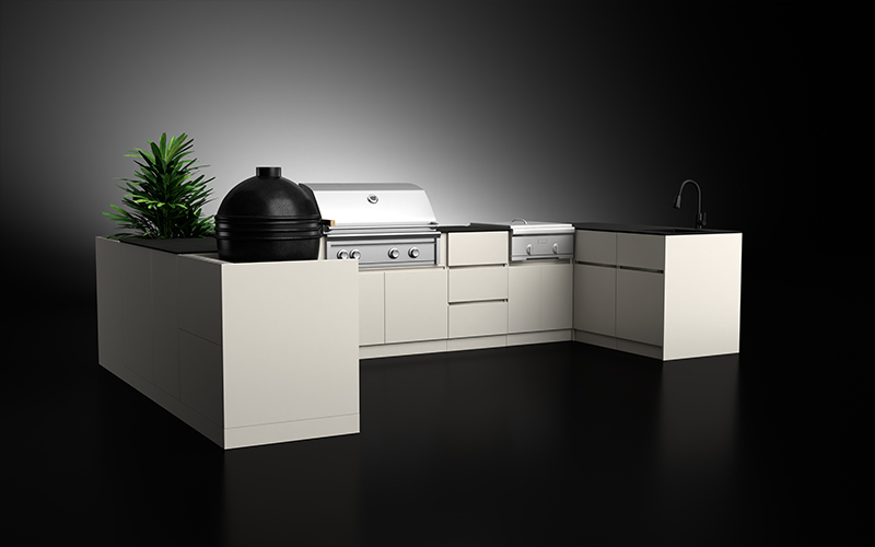 Khaki-Color-U-Shaped-Outdoor-BBQ-Island-1